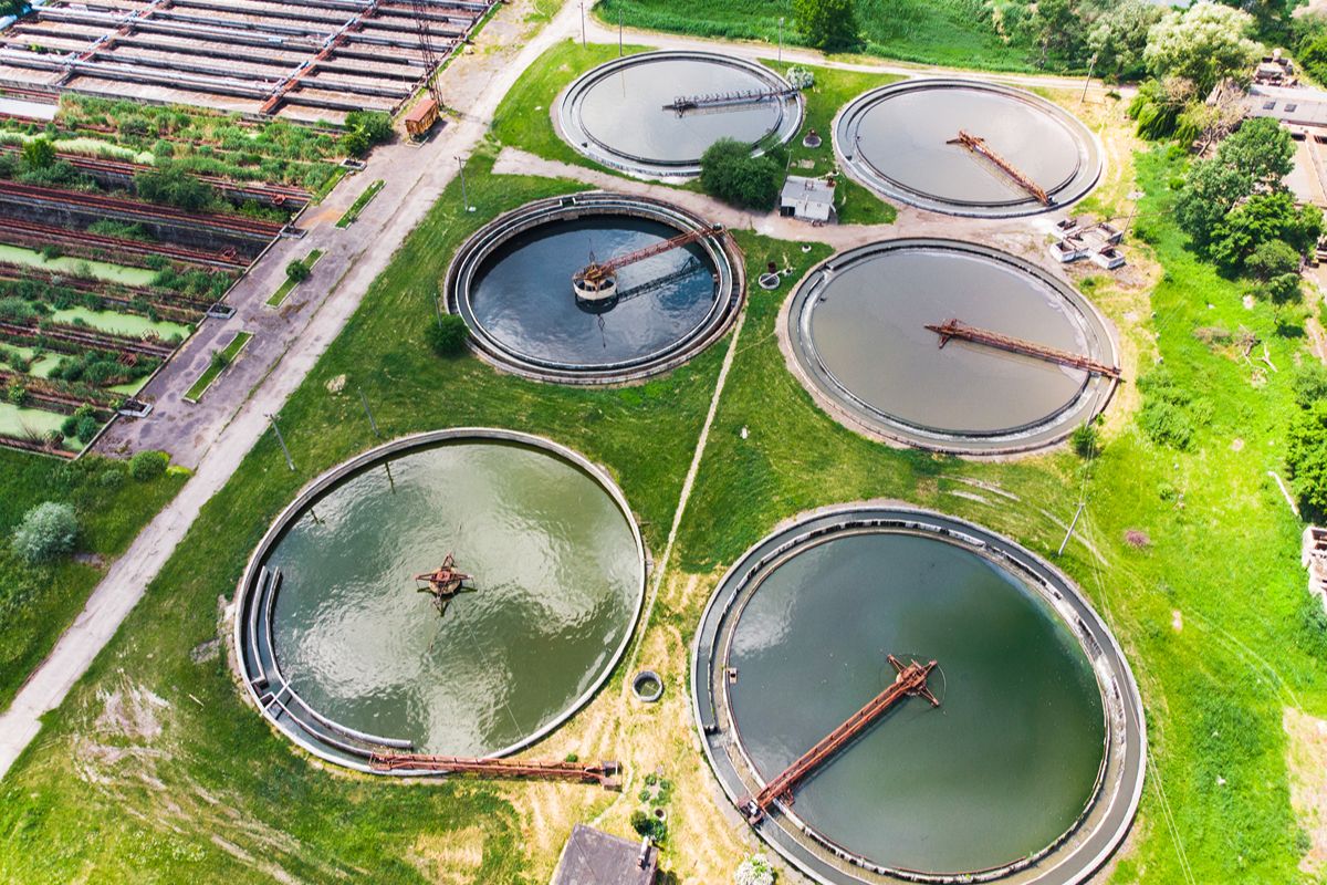 Wastewater screening stage removing large debris before water moves to downstream treatment equipment